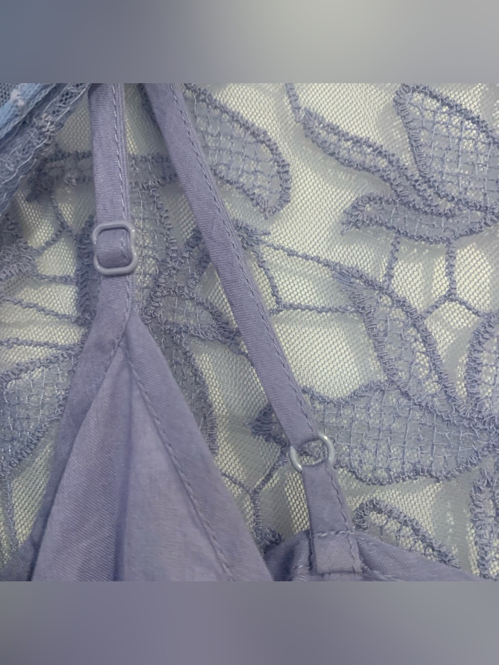 Free People "With Love From India"Periwinkle Lace Bell Sleeve Mini Dress Size XS - Picture 7 of 9